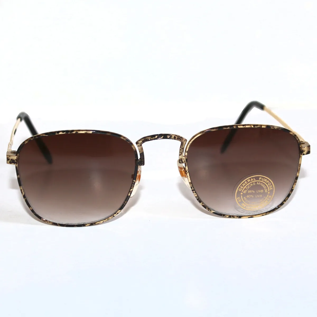 Sonnenbrille Vintage Retro Brille Unisex Gold Schwarz,  9300 1