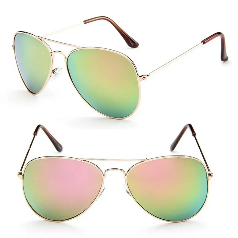 Sonnenbrille Pilotenbrille Fliegerbrille Brille Verspiegelt Gold Pink