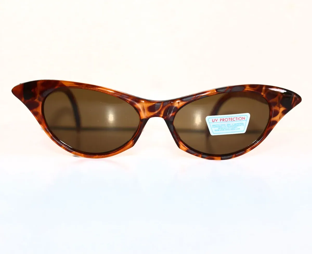 Stylische Cat Eye Sonnenbrille Braun getigert, braune Gläser 10546