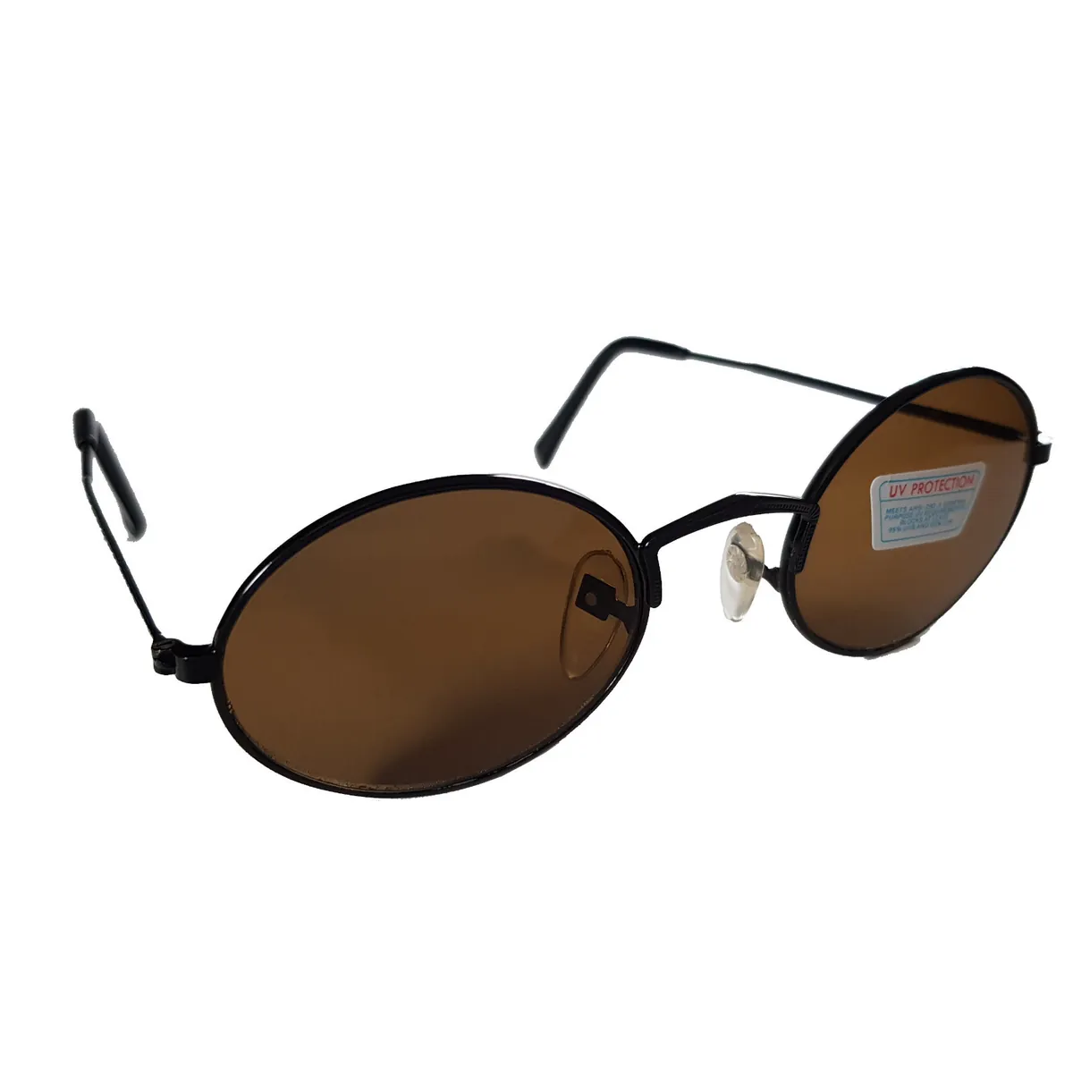 Vintage Runde Verspiegelte Sonnenbrille Steampunk Gothic Schwarz Braun 5345