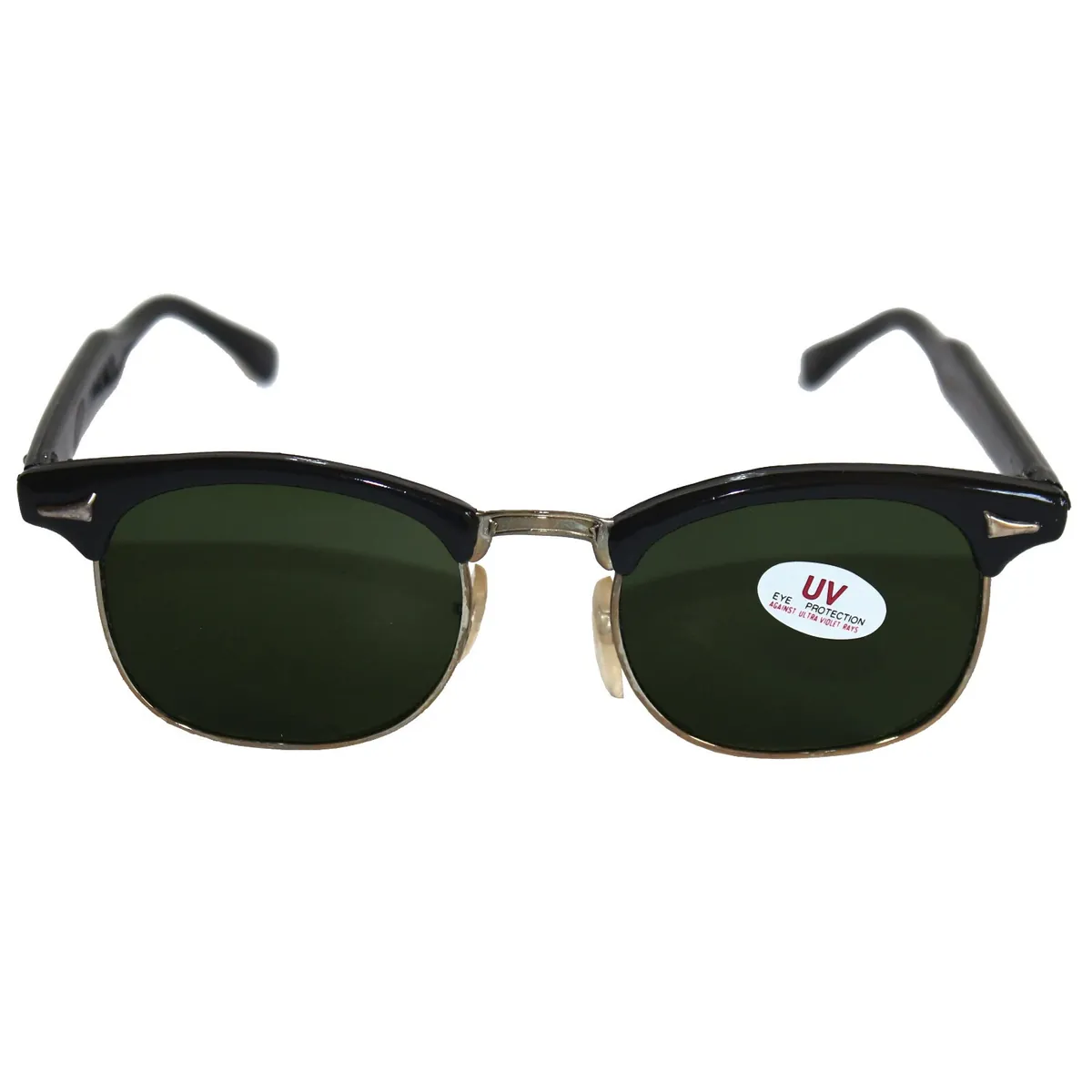Sonnenbrille Vintage Retro Brille Damen Herren Unisex Schwarz Silber 10530 Green