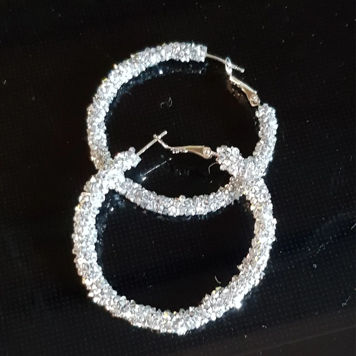Strass Creolen Ohrringe 49 mm Edelstahl Kreolen Modeschmuck Silber