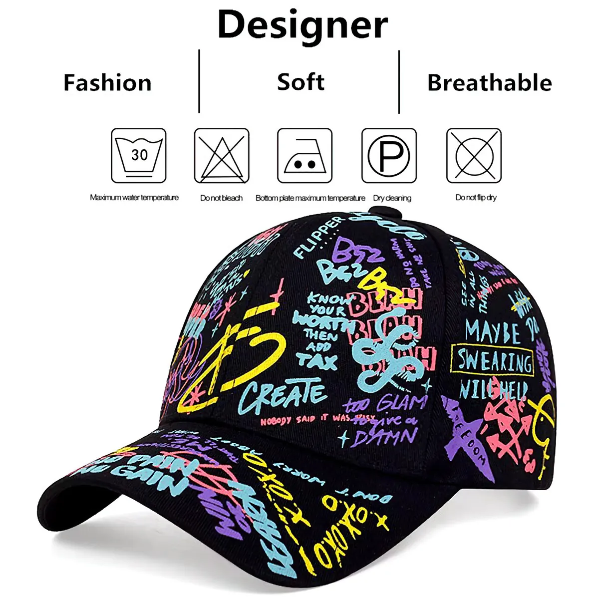 Graffiti Style Basecap Basecaps Base Cap Vintage Schwarz Gold Blau Rosa Lila NEU