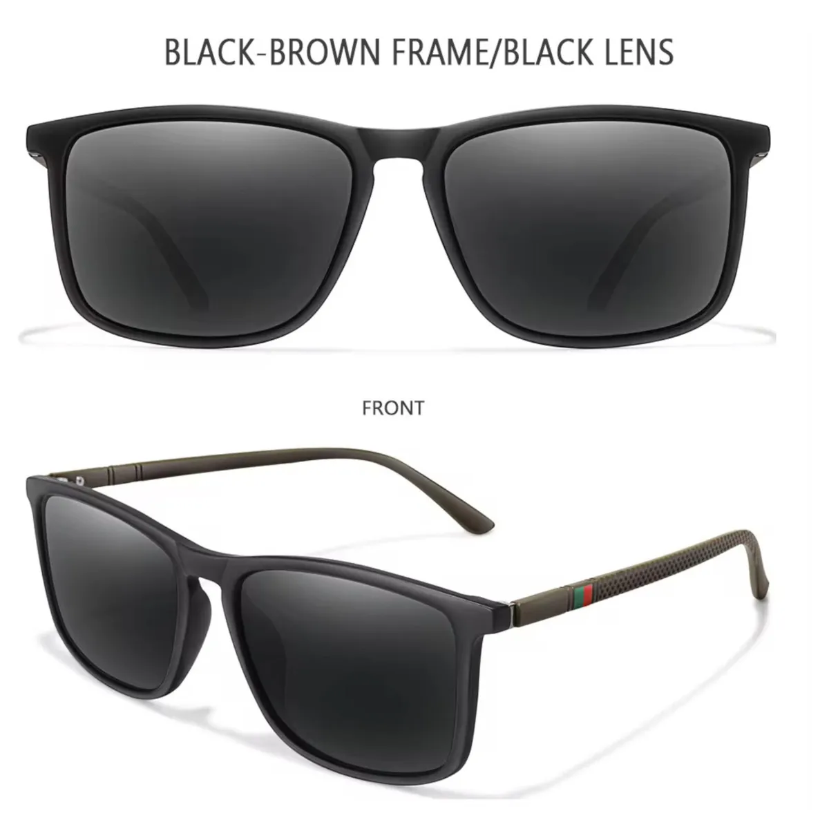 Stylische Sonnenbrille Polarisiert Schwarz Braun Matt Gläser dark Cool 5415 SBM