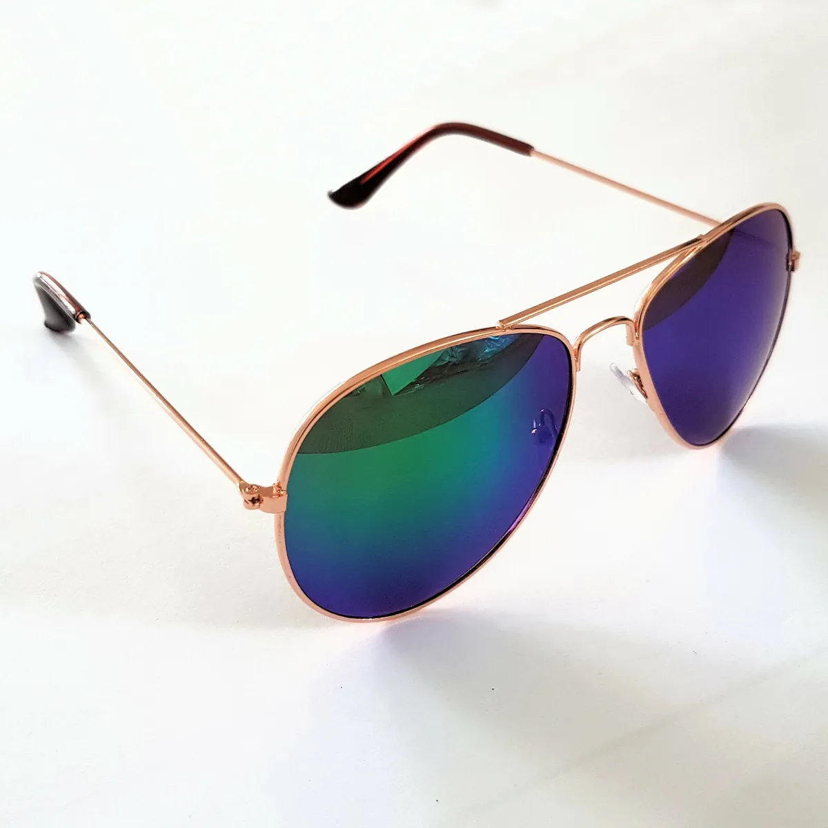 Sonnenbrille Pilotenbrille Fliegerbrille Brille Verspiegelt Rotgold GrünBlau
