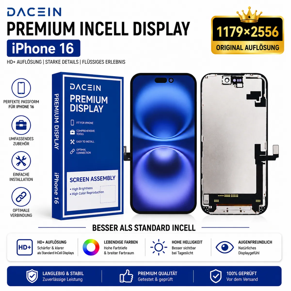 Display für iPhone 16 LTPS 120HZ FHD InCell LCD Bildschirm