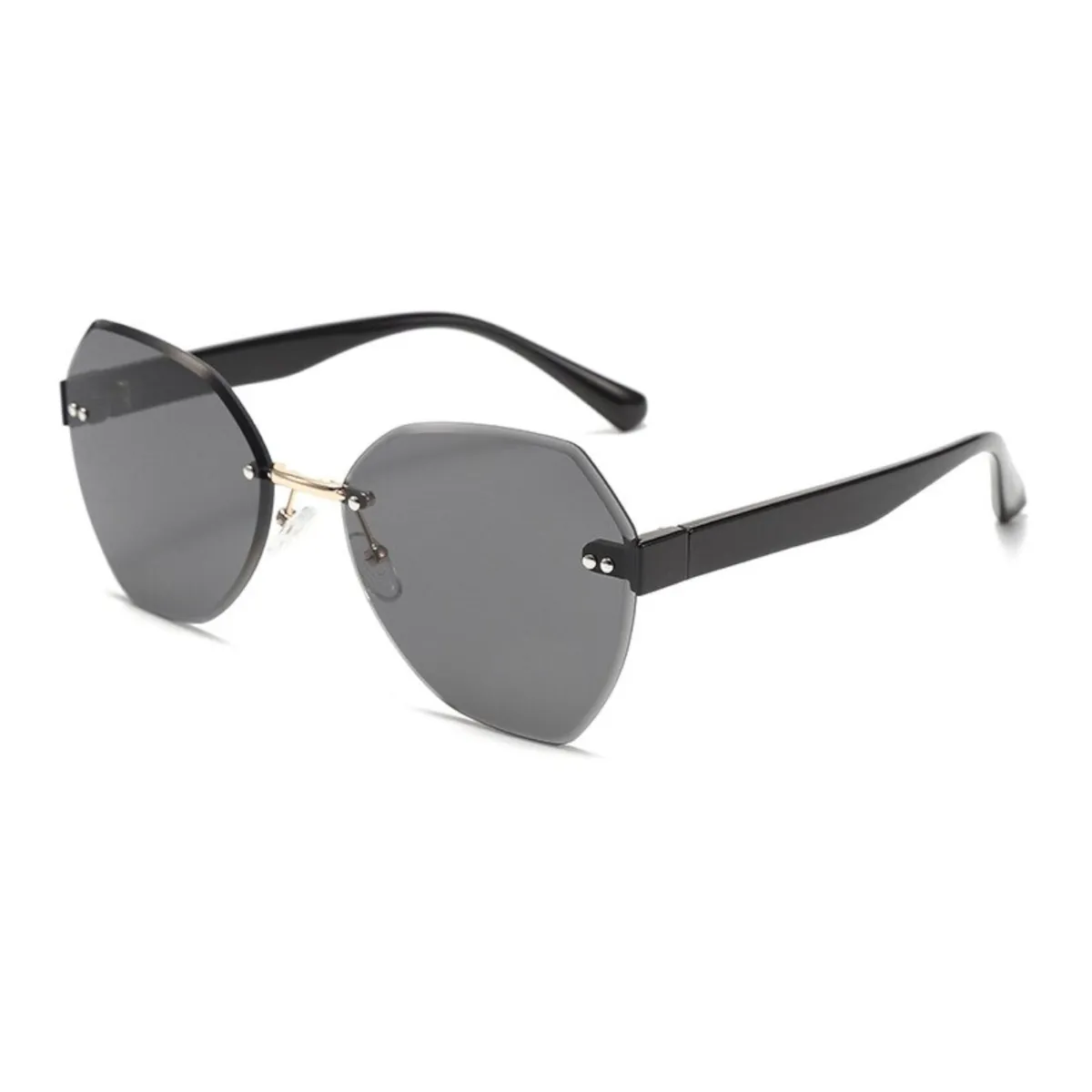 Designer Sonnenbrille Stylisch Oval Brille Rahmenlos Cool Schwarz Grau 5240