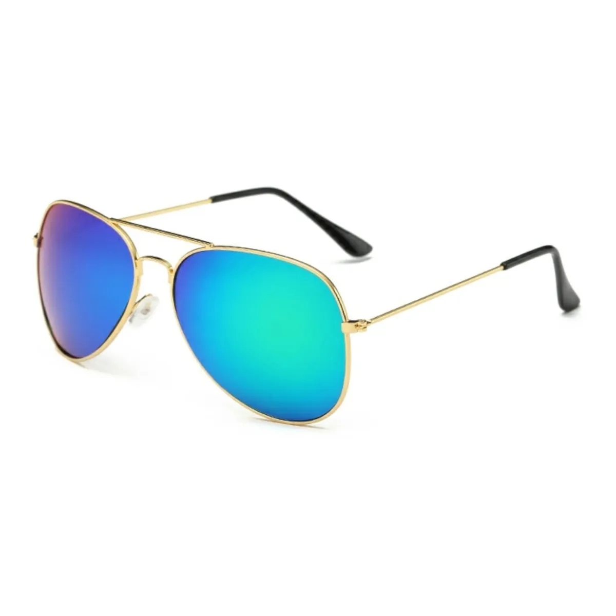 Sonnenbrille Pilotenbrille Fliegerbrille Brille Verspiegelt Gold Blaugrün Cool