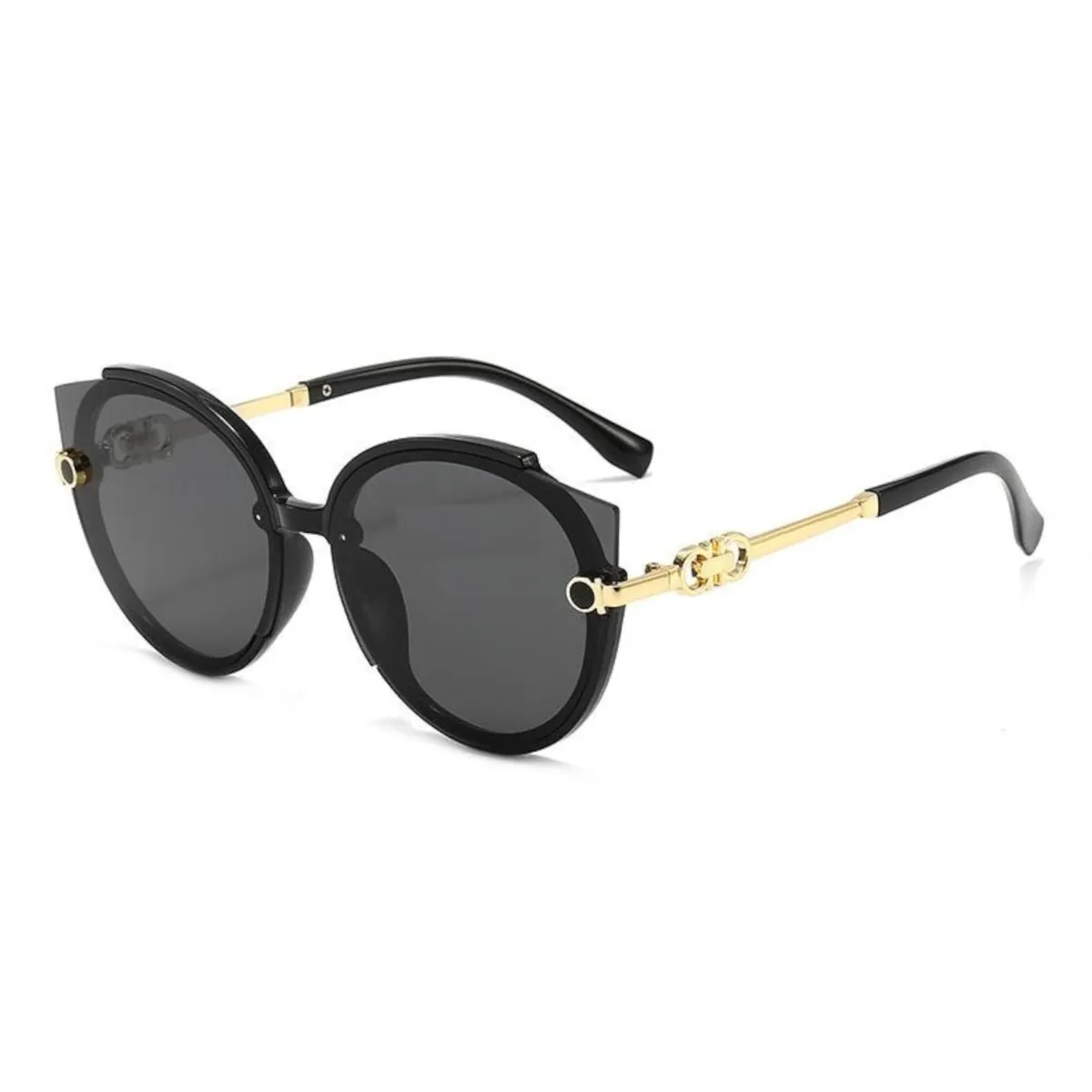 Designer Sonnenbrille Stylisch Cat Eye Brille Oversize Cool Schwarz Gold 5217