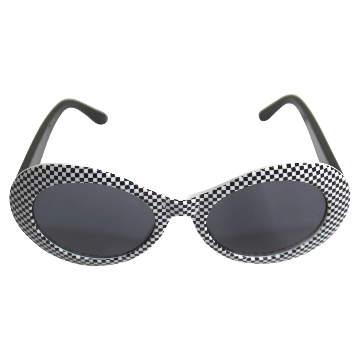 Stylische Cat Eye Sonnenbrille Retro Schwarz Weiss kariert, Partybrille 9383