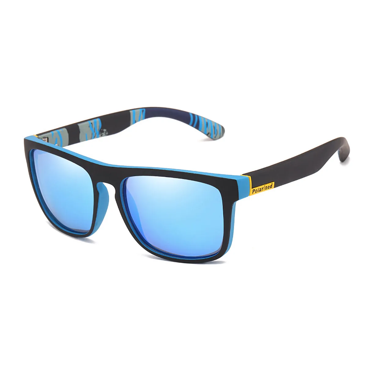 Stylische Sonnenbrille Polarized Schwarz Blau Gläser verspiegelt 5410 B3