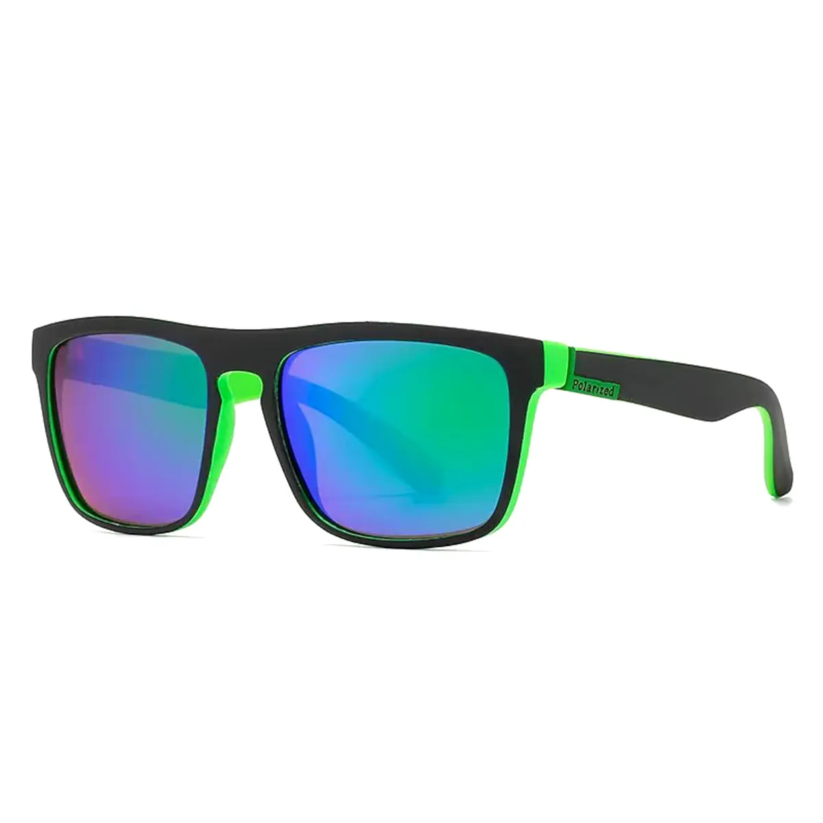 Stylische Sonnenbrille Polarized Schwarz Grün Gläser verspiegelt 5410 G3