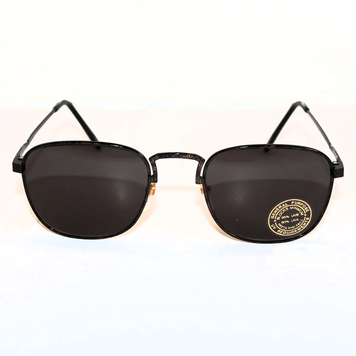 Sonnenbrille Vintage Retro Brille Unisex, Schwarz Gold,  9300 3
