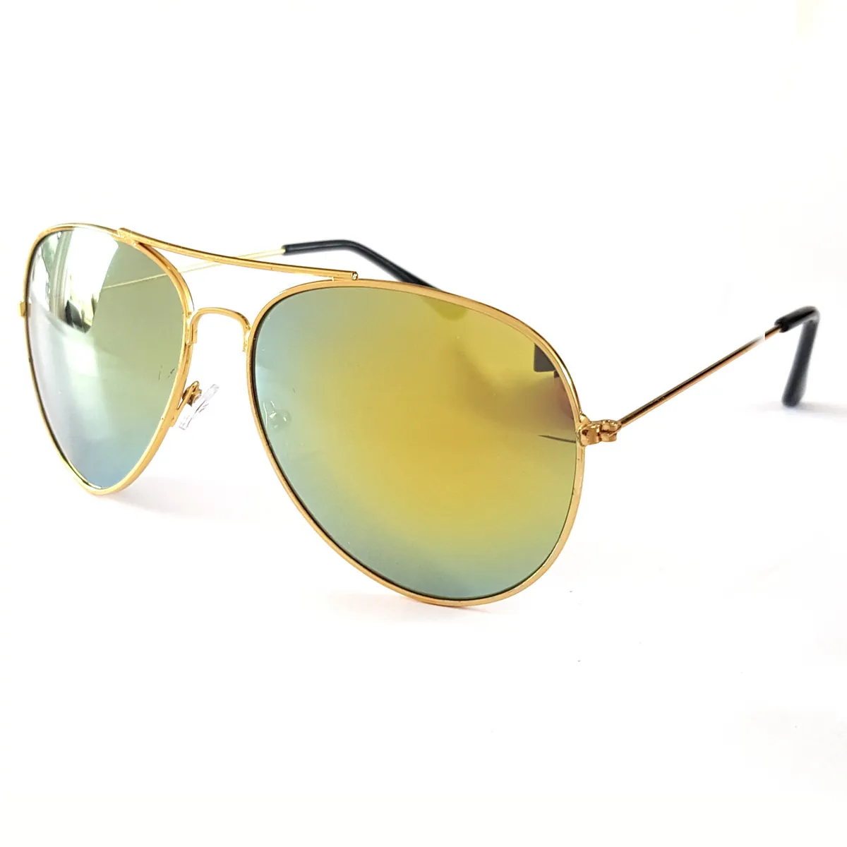 Sonnenbrille Pilotenbrille Fliegerbrille Brille Verspiegelt Gold Gelb
