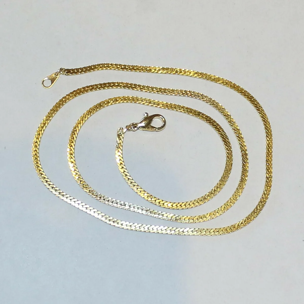 Goldene Halskette Panzerkette Goldkette vergoldet, 60cm, 2,5mm breit, 0,9mm dick