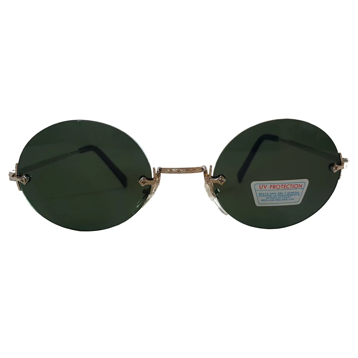 Vintage Runde Verspiegelte Sonnenbrille Steampunk Gothic Silber Grün 5330
