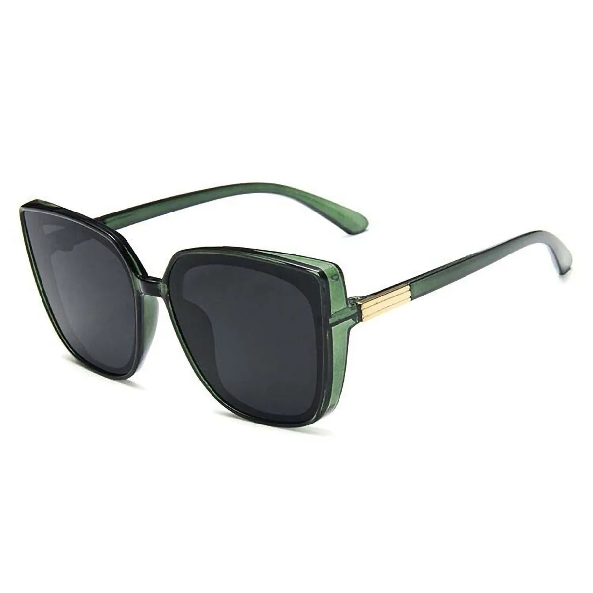 Designer Sonnenbrille Stylisch Cat Eye Brille Oversize Cool Schwarz Gold 5211 G