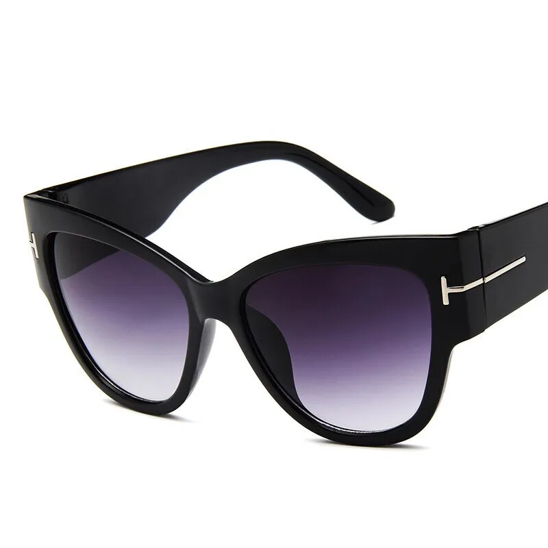 Designer Sonnenbrille Stylisch Cat Eye Brille Oversize Cool Schwarz Gold 5212 SV
