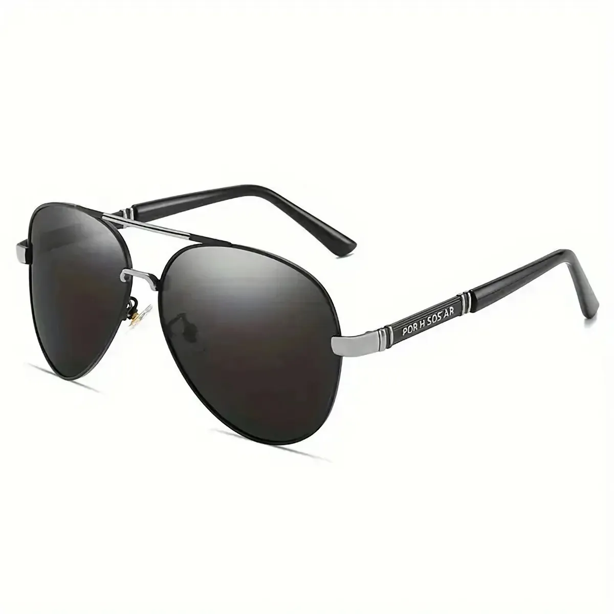 Stylische Sonnenbrille Pilotenbrille Fliegerbrille Brille Schwarz Silber P120 S