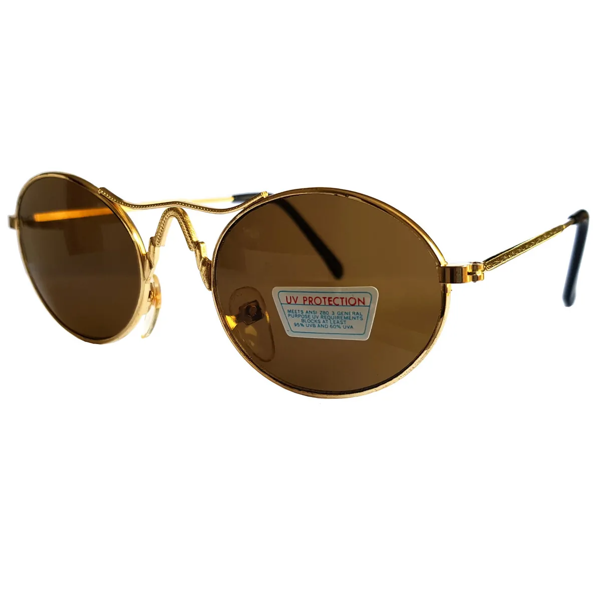 Designer Sonnenbrille Vintage Brille stylisch cool Gold Glas braun 10543