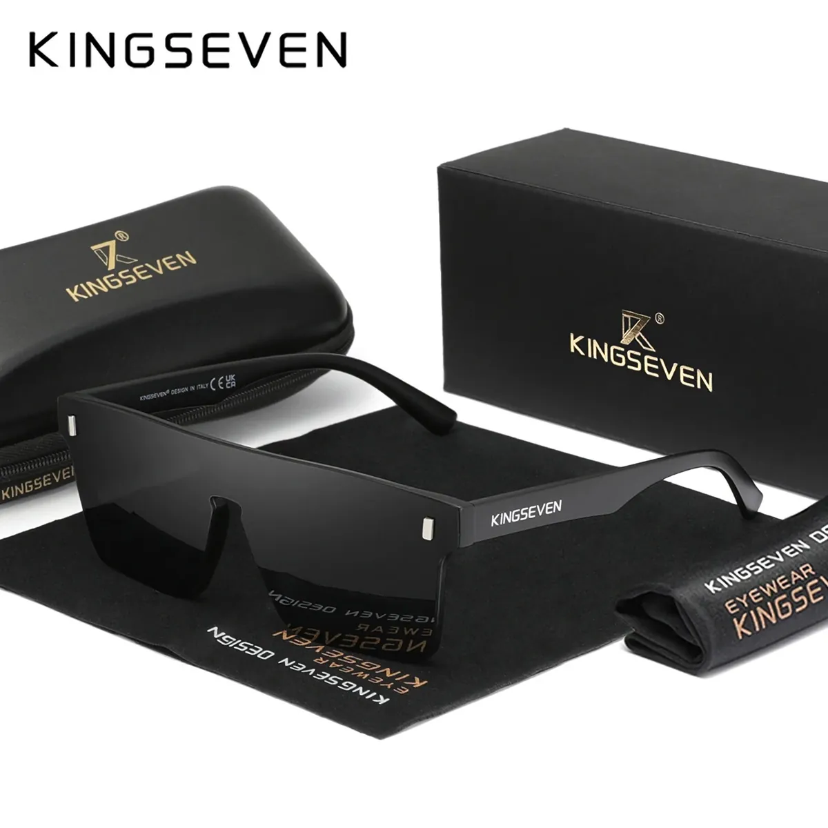 Designer Sonnenbrille Kingseven LC-792 Premium Black Polarisiert UV400 HD TR90