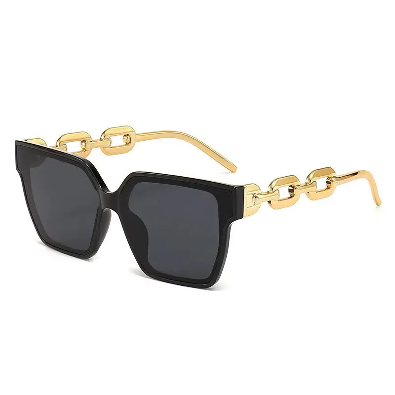 Designer Sonnenbrille Stylisch Cat Eye Brille Oversize Cool Schwarz Gold 5226