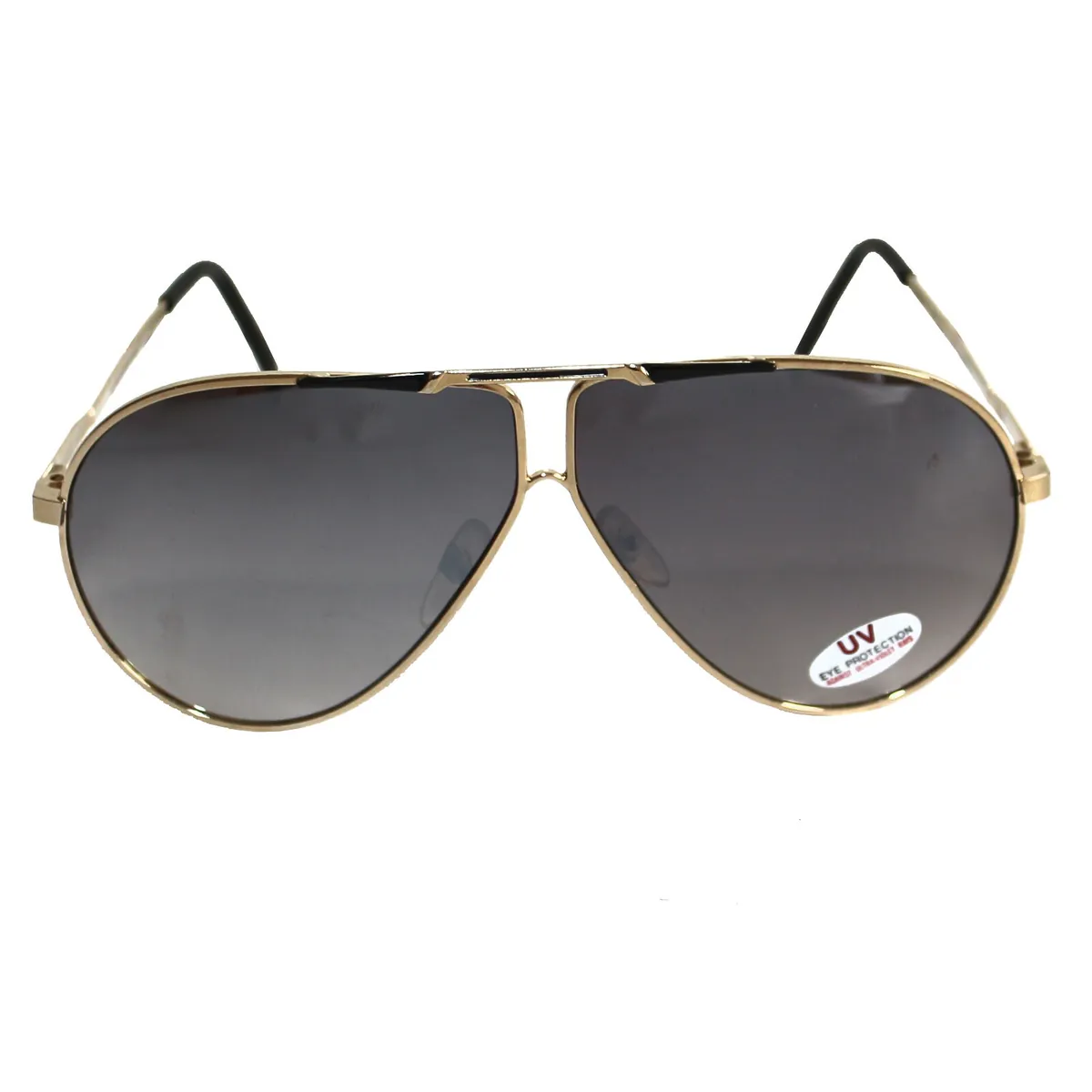 Stylische Sonnenbrille Pilotenbrille Fliegerbrille Brille Gold Schwarz 9326