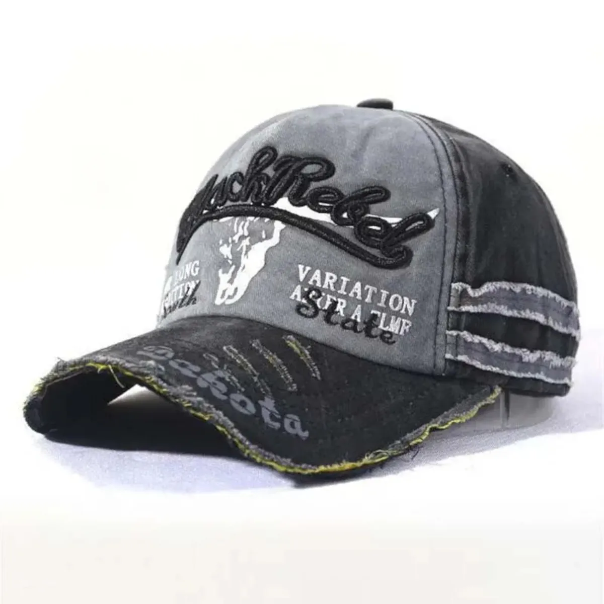Black Rebel Basecap Basecaps Base Cap Vintage Style Schwarz Grau Mütze Hut NEU