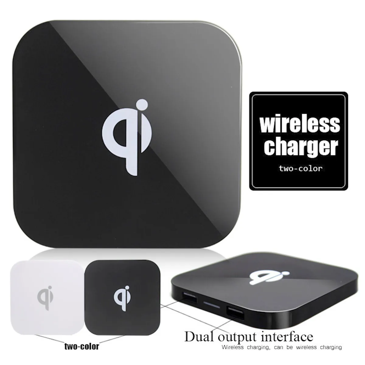 Wireless Charger Q8 Ladegerät Kabellos Ladestation QI 2 x USB für iPhone Samsung