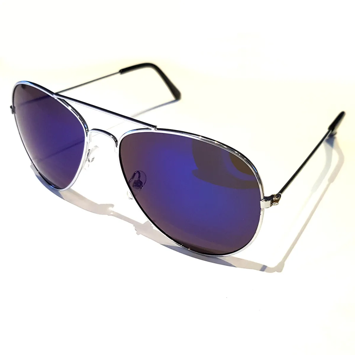 Sonnenbrille Pilotenbrille Fliegerbrille Brille Silber Blau Stylisch Cool