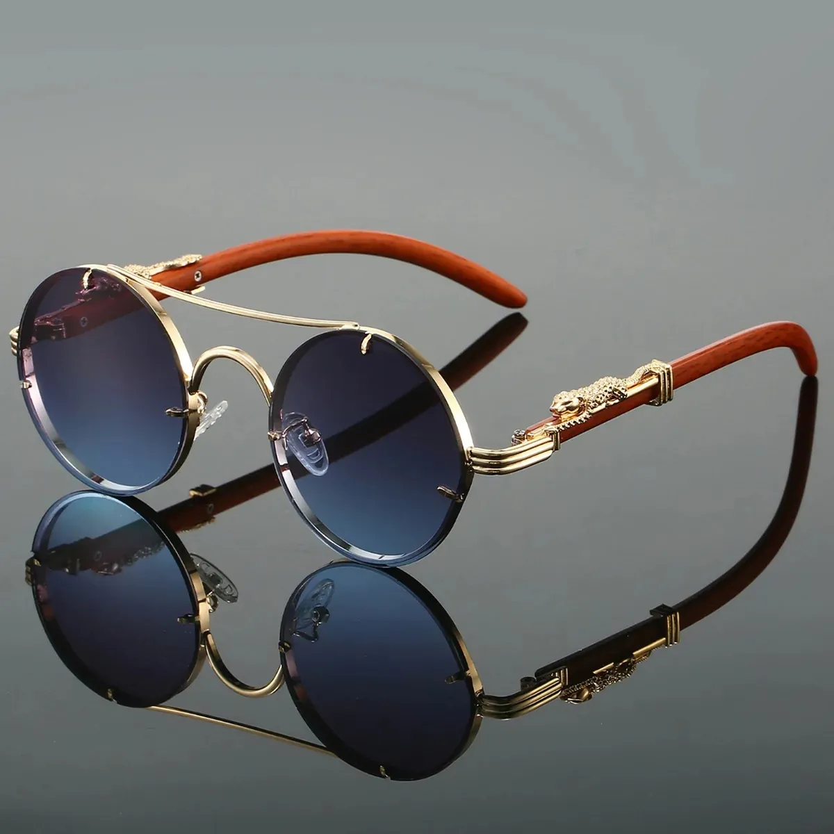 Designer Sonnenbrille Stylisch Vintage Brille Cool Gold Leopard 5222 GV