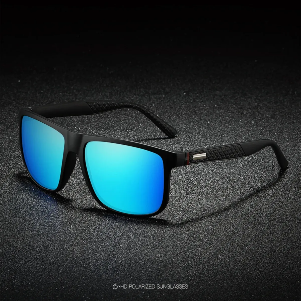Stylische Sonnenbrille Schwarz Matt Gläser Blau verspiegelt Cool 5416 Blau
