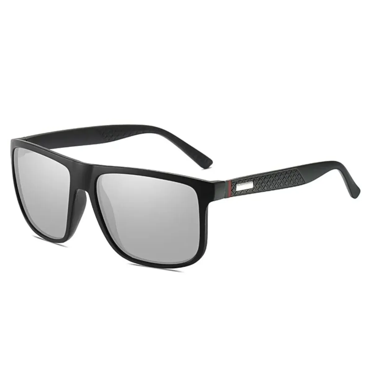 Stylische Sonnenbrille Cool Schwarz Matt Gläser Silber verspiegelt 5416 Silber