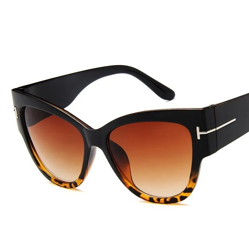 Designer Sonnenbrille Stylisch Cat Eye Brille Oversize Cool Schwarz Gold 5212 BL