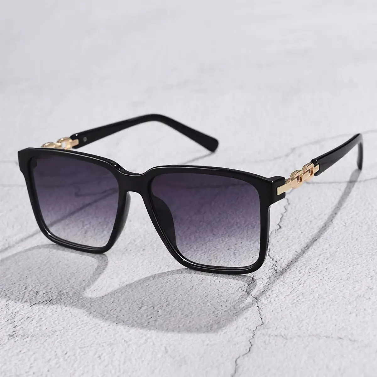 Designer Sonnenbrille Stylisch Oversized Brille Cool Schwarz Gold 5227