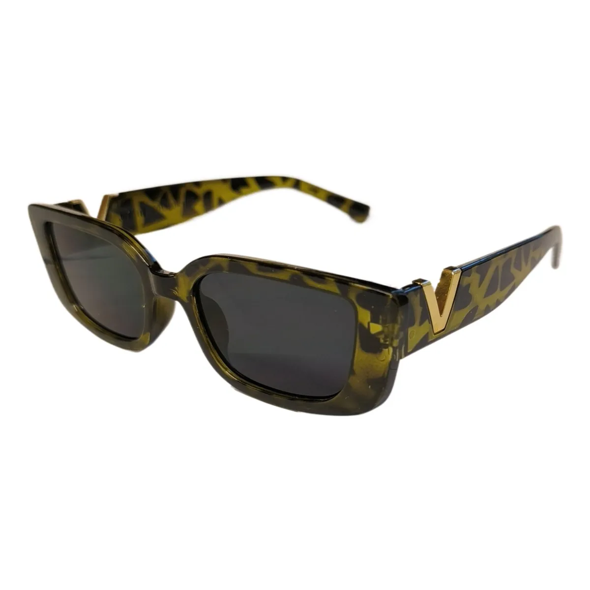 Designer Sonnenbrille Stylisch Cat Eye Brille V Cool Grün-Schwarz Gold 5215G