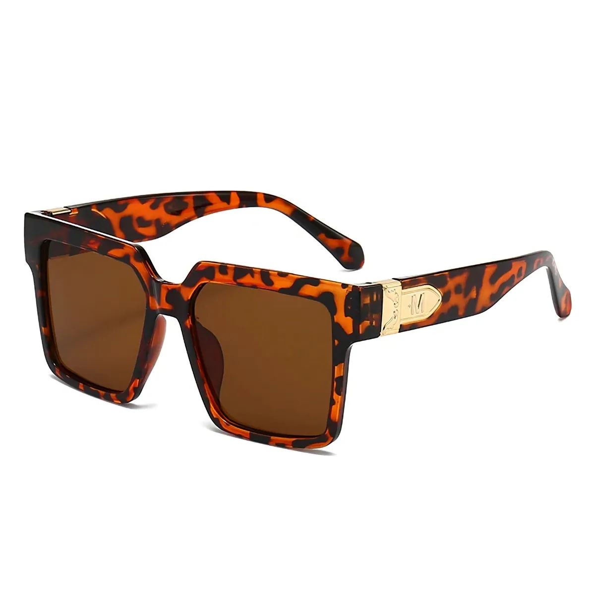 Designer Oversized Sonnenbrille Stylisch Vintage Brille Cool Braun Gold 5218 B