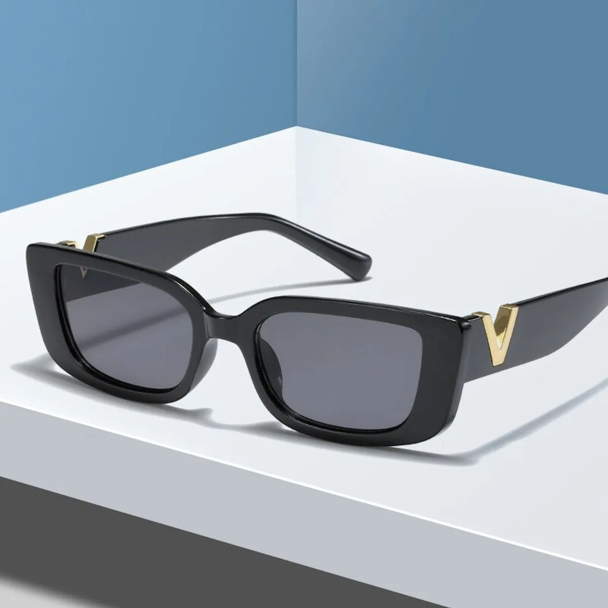 Designer Sonnenbrille Stylisch Cat Eye Brille V Cool Schwarz Gold 5215