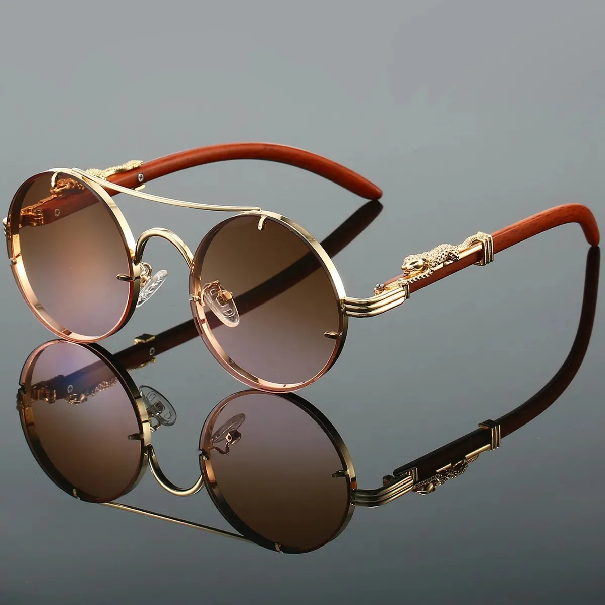 Designer Sonnenbrille Stylisch Vintage Brille Cool Gold Leopard 5222 BV