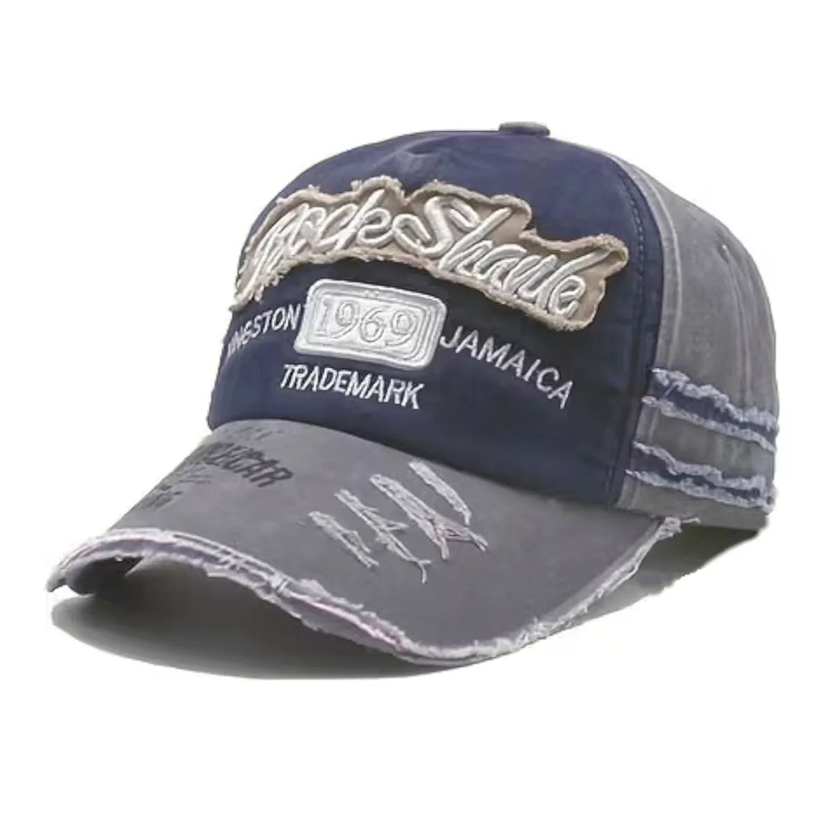 Rock Shark Basecap Basecaps Base Cap Vintage Style Blau Grau Mütze Hut NEU
