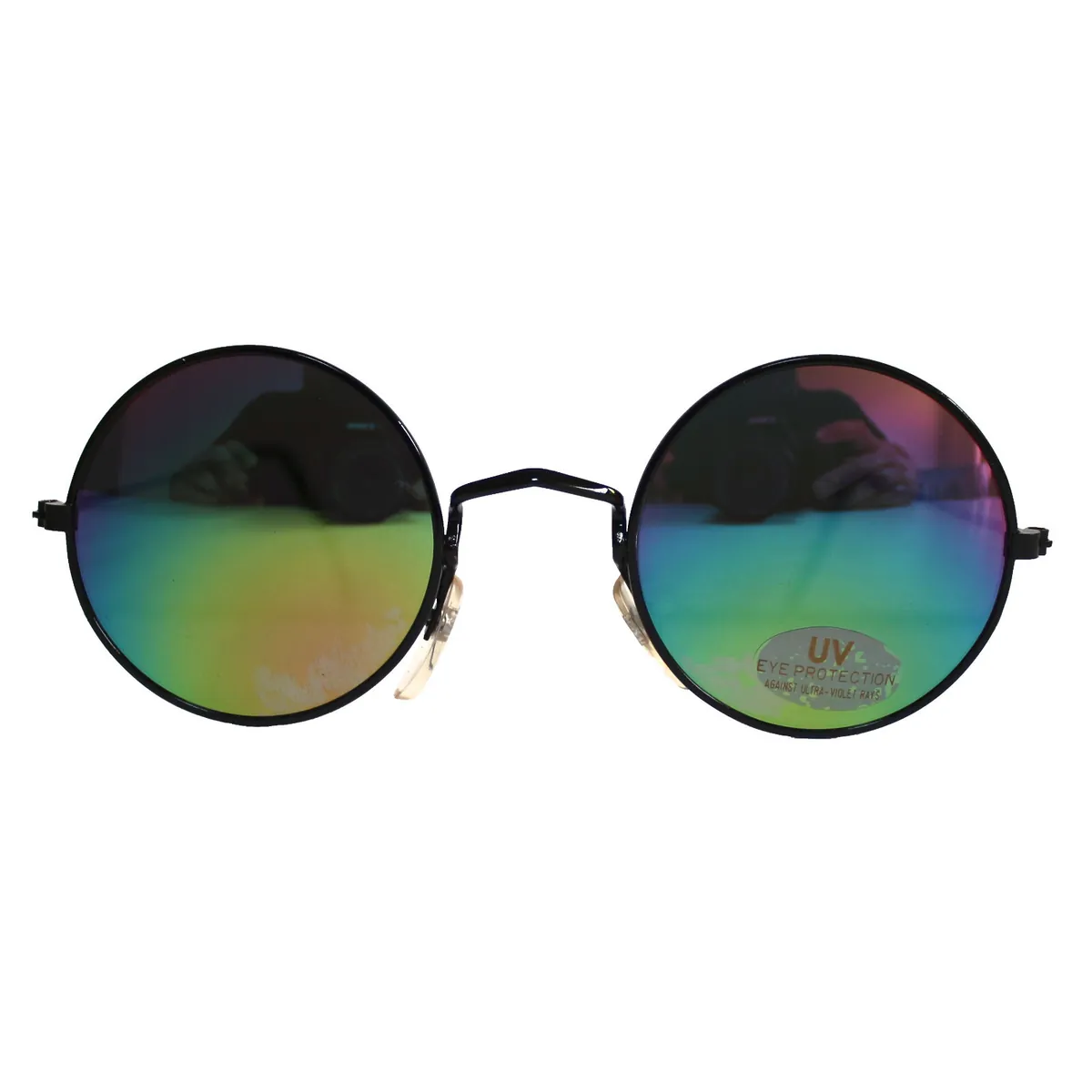 Vintage Runde Verspiegelte Sonnenbrille Steampunk Gothic Schwarz 5335