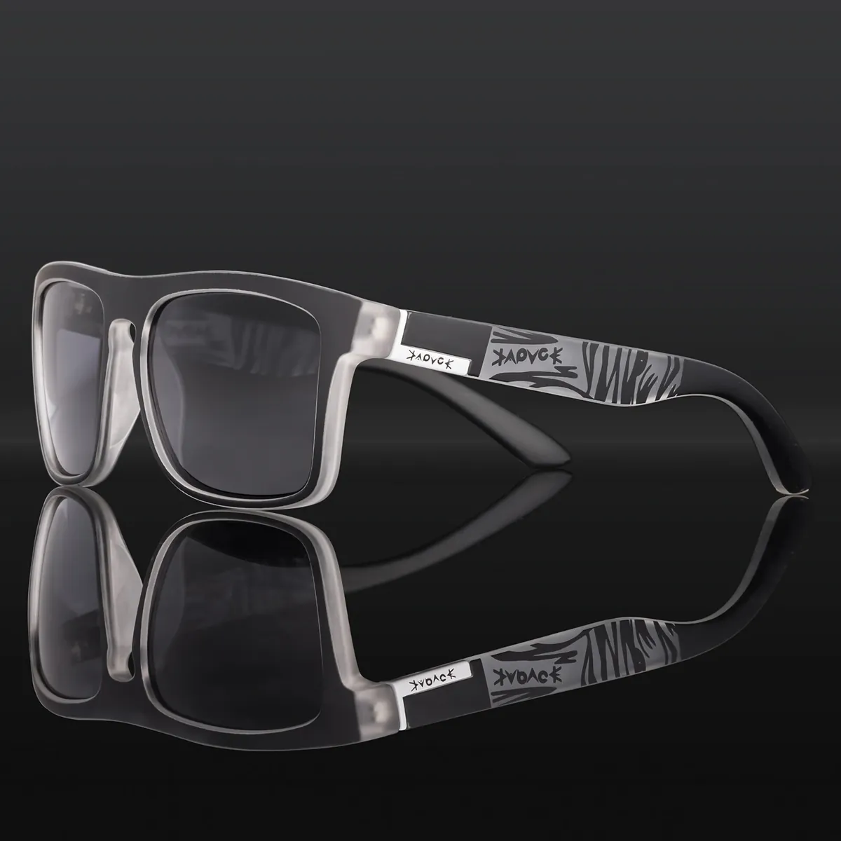 Stylische Sonnenbrille Polarized Schwarz Silber Gläser dark Cool 5412 S