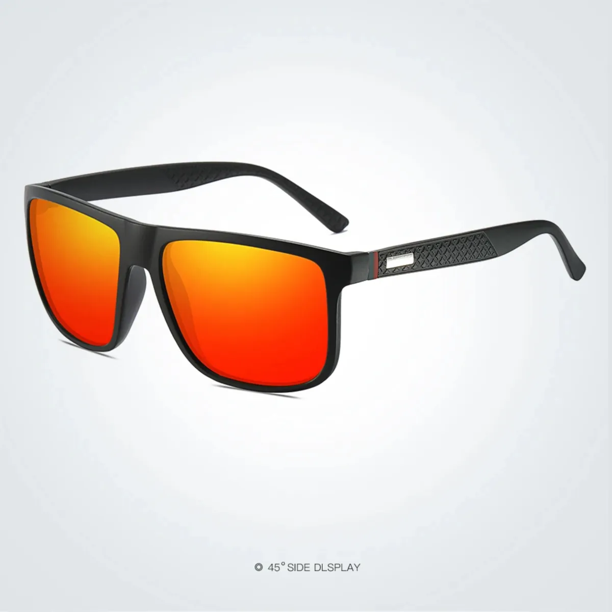 Stylische Sonnenbrille Schwarz Matt Gläser Orange-Rot verspiegelt 5416 Ora-Rot