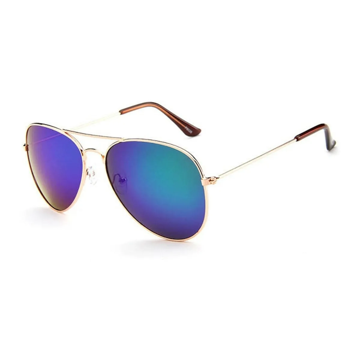 Sonnenbrille Pilotenbrille Fliegerbrille Brille Verspiegelt Gold Grünblau