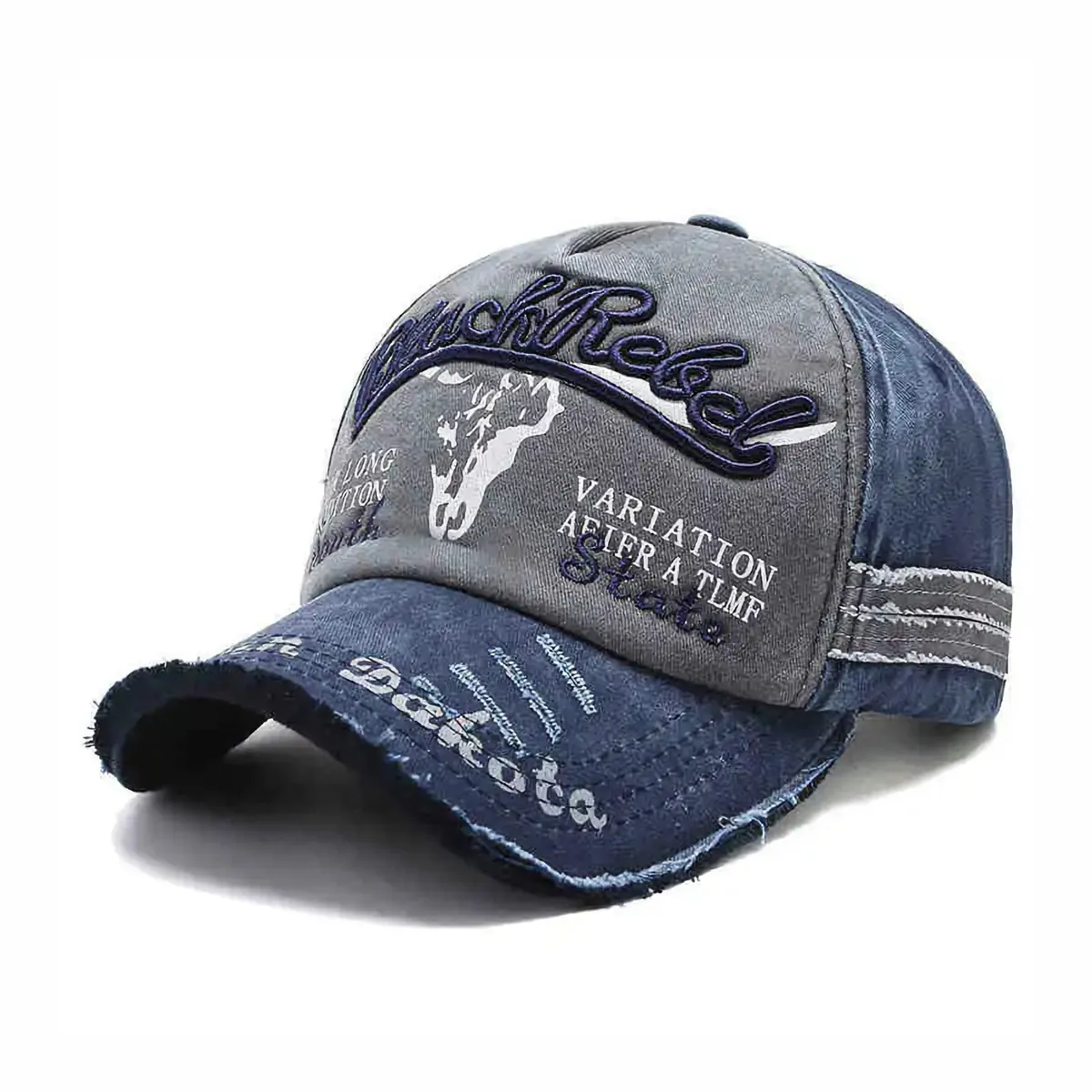 Black Rebel Basecap Basecaps Base Cap Vintage Style Grau Blau Mütze Hut NEU