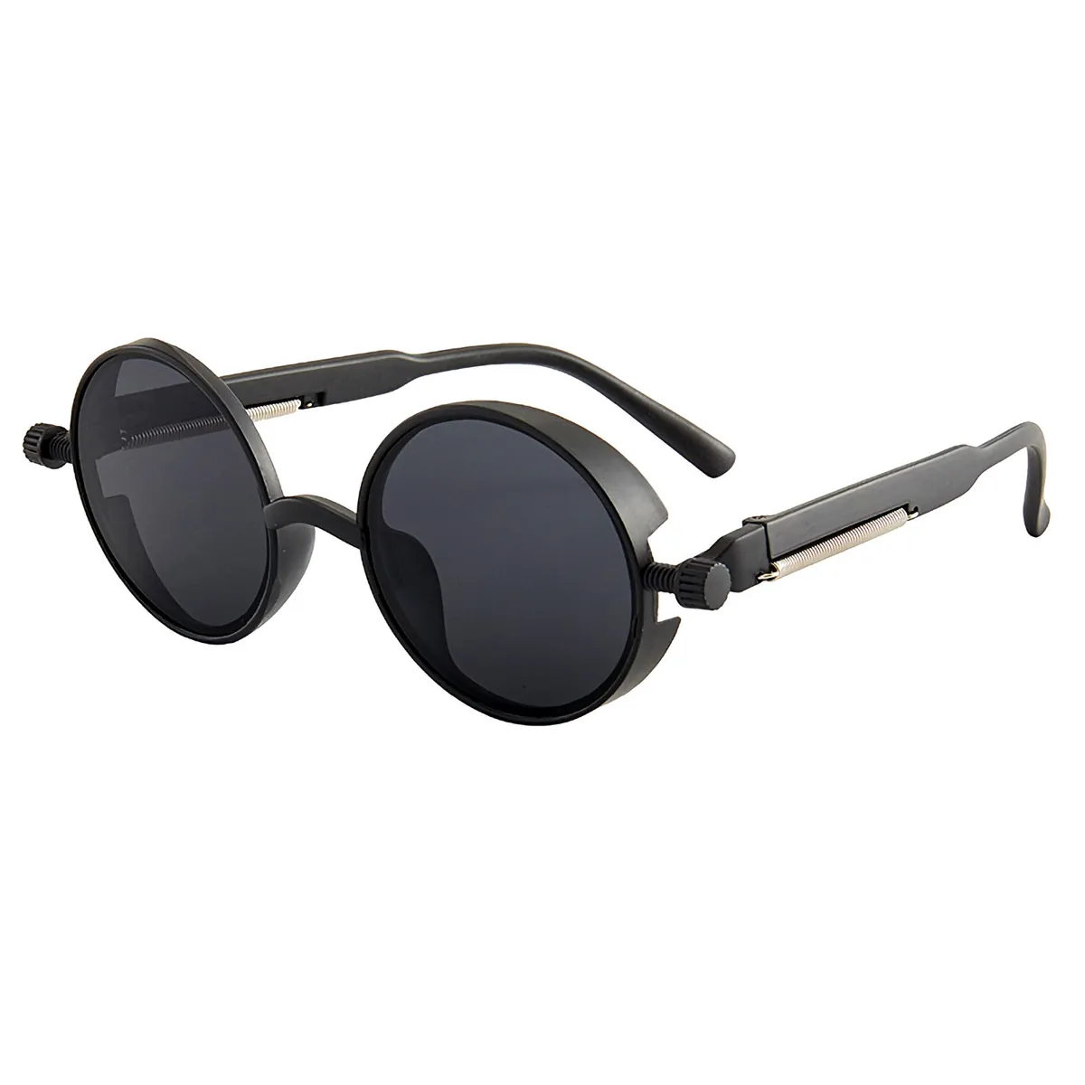 Vintage Retro Sonnenbrille Steampunk Rund schwarz Cool UV400, 5310 PCB