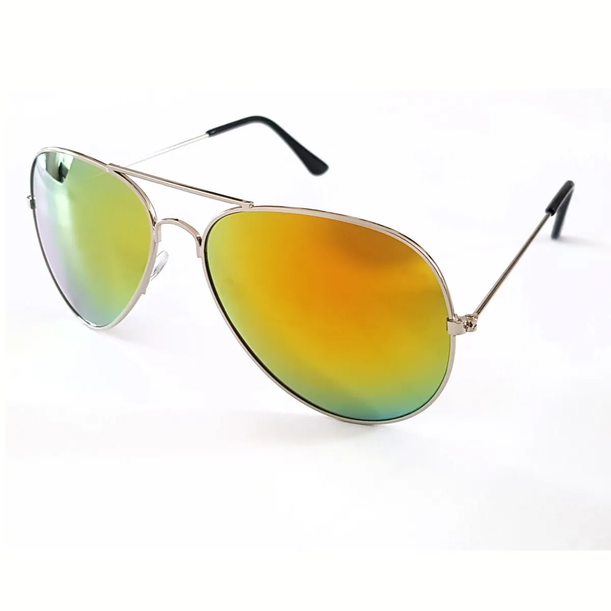Sonnenbrille Pilotenbrille Fliegerbrille Brille Verspiegelt Silber Rot