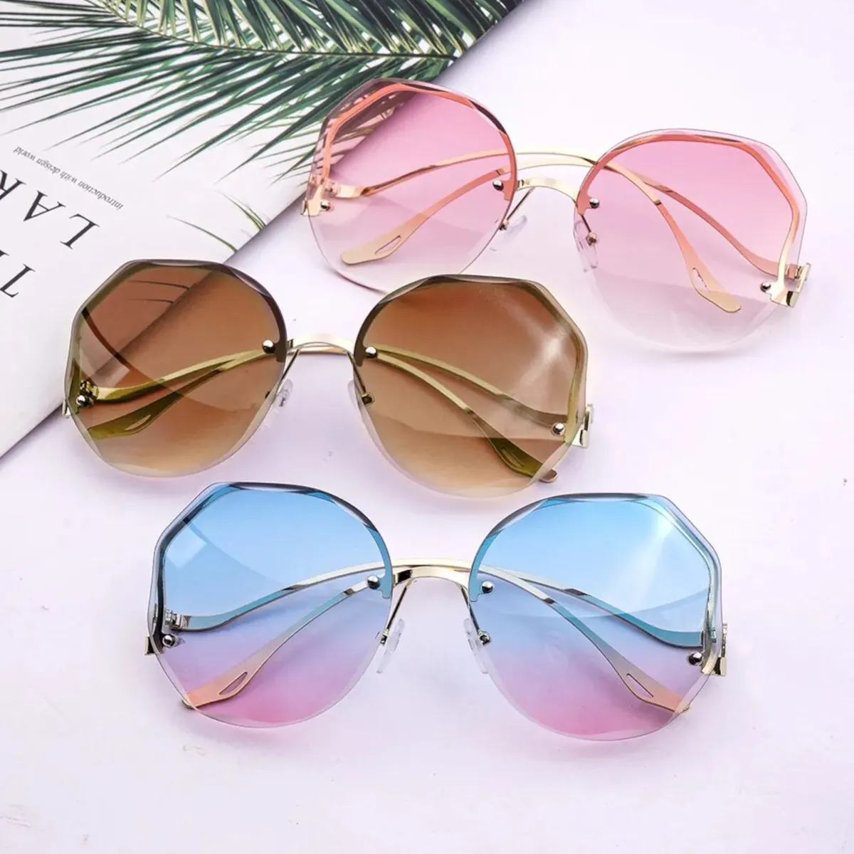 Sonnenbrille Rahmenlos Designer Damen Brille Fashion Style 3028