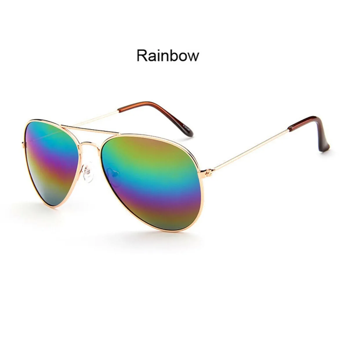 Sonnenbrille Pilotenbrille Fliegerbrille Brille Verspiegelt RotGold Rainbow
