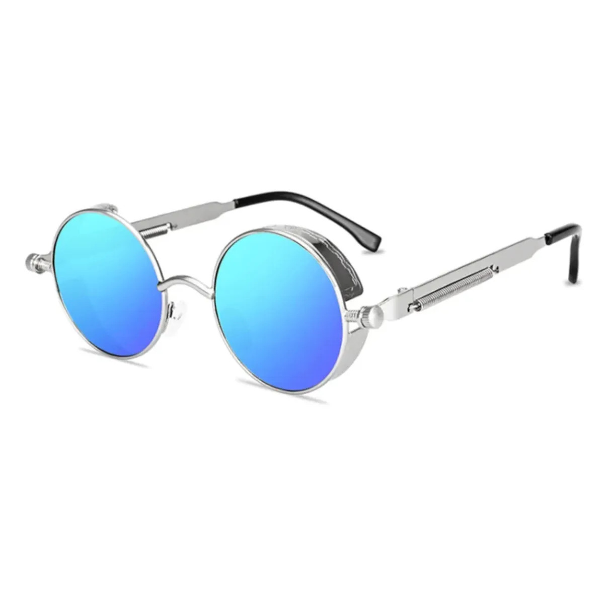 Vintage Retro Sonnenbrille Steampunk Rund Lennon Style silber Cool, 5310 MSB